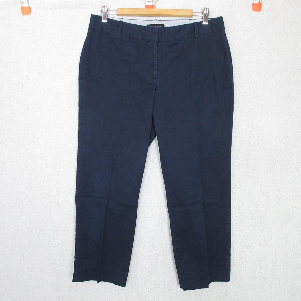 Talbots Signature Ankle Pants Womens 10 Navy Blue Cotton Stretch Straight Leg